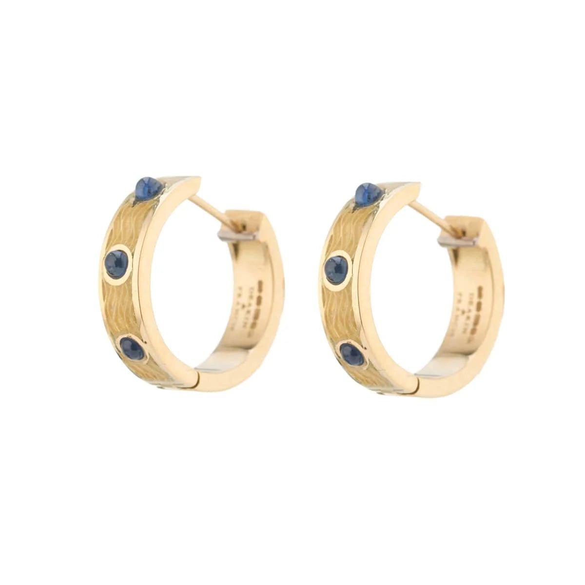 18ct Gold Sapphire And Clear Enamel Hoop Earrings – Deakin & Francis - EB London