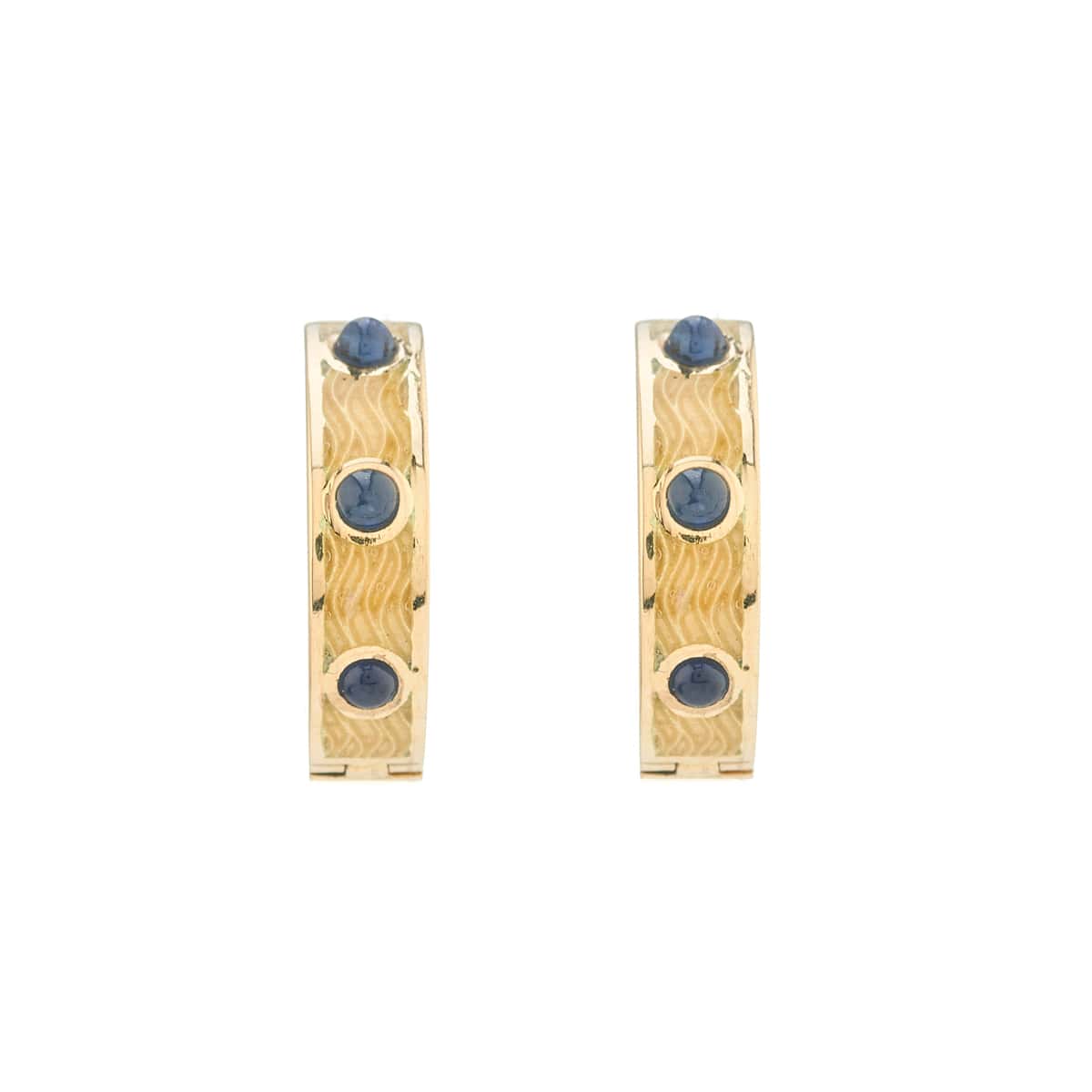 18ct Gold Sapphire And Clear Enamel Hoop Earrings – Deakin & Francis - EB London
