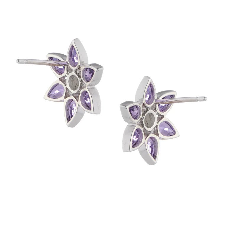 18ct White Gold Amethyst and Diamond Cluster Earrings – Deakin & Francis - EB London