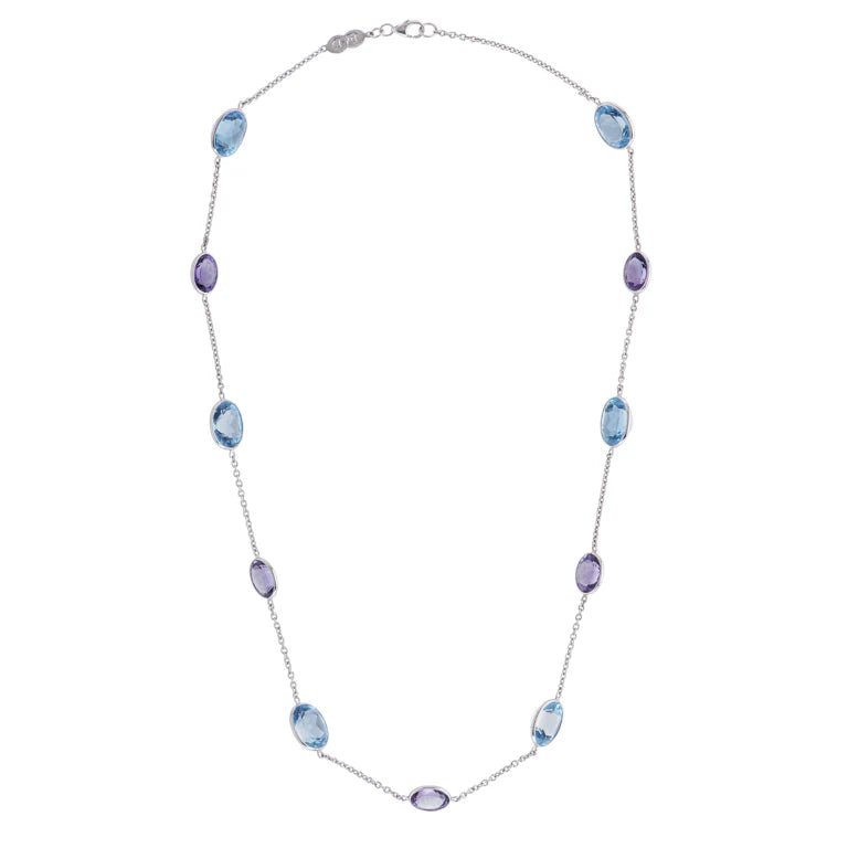 18ct White Gold Blue Topaz and Amethyst Necklace – Deakin & Francis - EB London