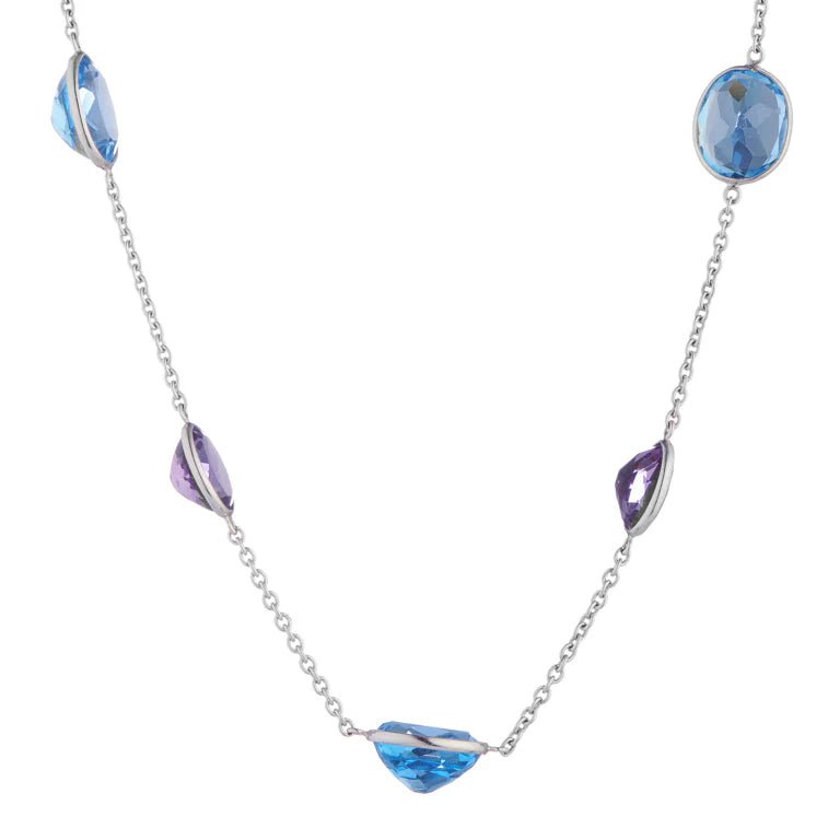 18ct White Gold Blue Topaz and Amethyst Necklace – Deakin & Francis - EB London