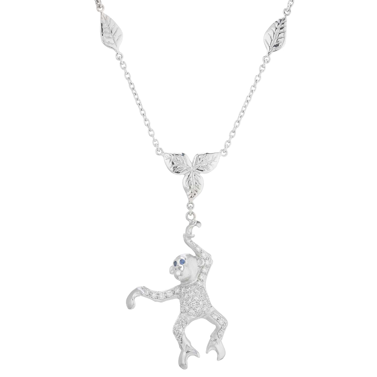 18ct White Gold Swinging Diamond Monkey Necklace – Deakin & Francis - EB London