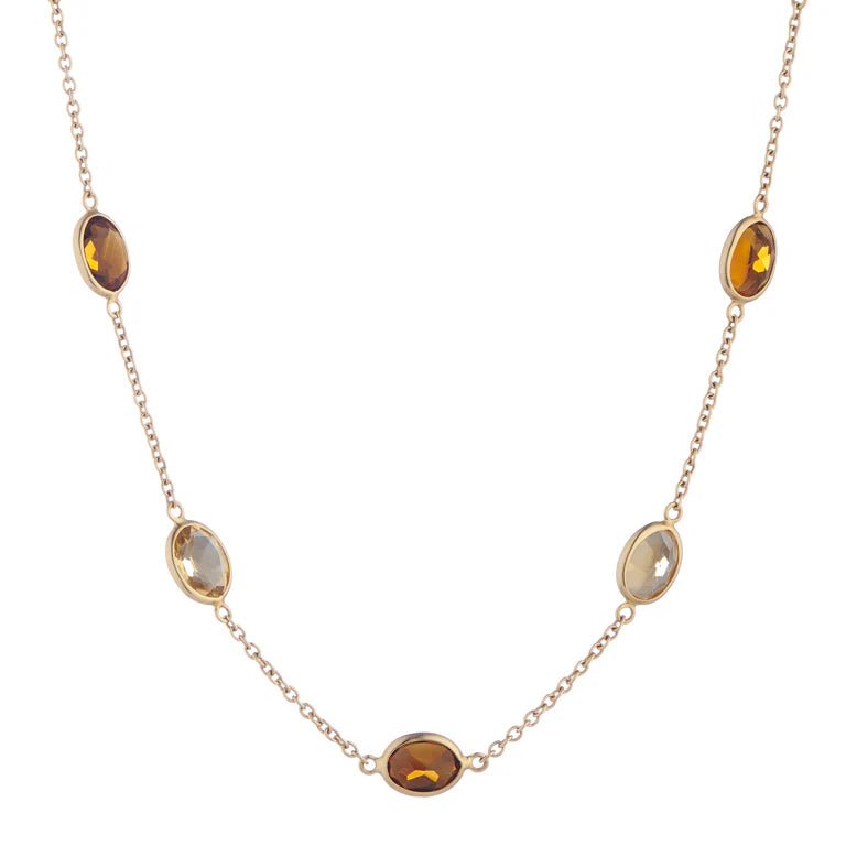 18ct Yellow Gold 32" Light And Dark Citrine Spectacle Necklace – Deakin & Francis - EB London