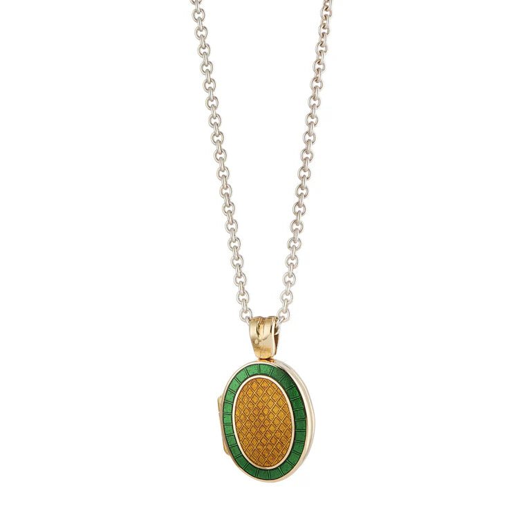 18ct Yellow Gold Dark Green And Brown Enamel Locket – Deakin & Francis - EB London