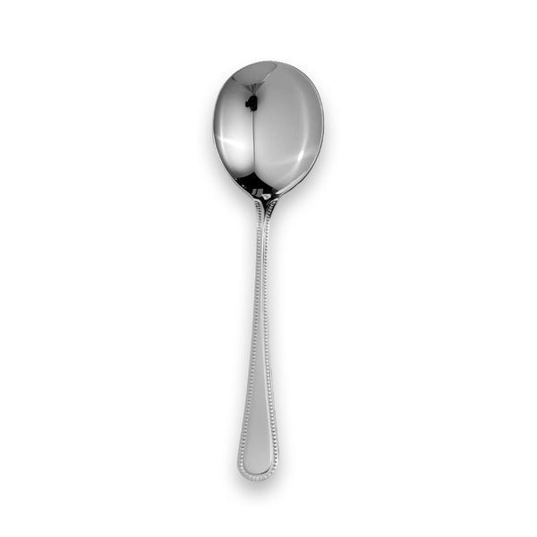 EB London by Carrs Silver sterling silver soup spoon with beaded edge, hallmarked, 174mm