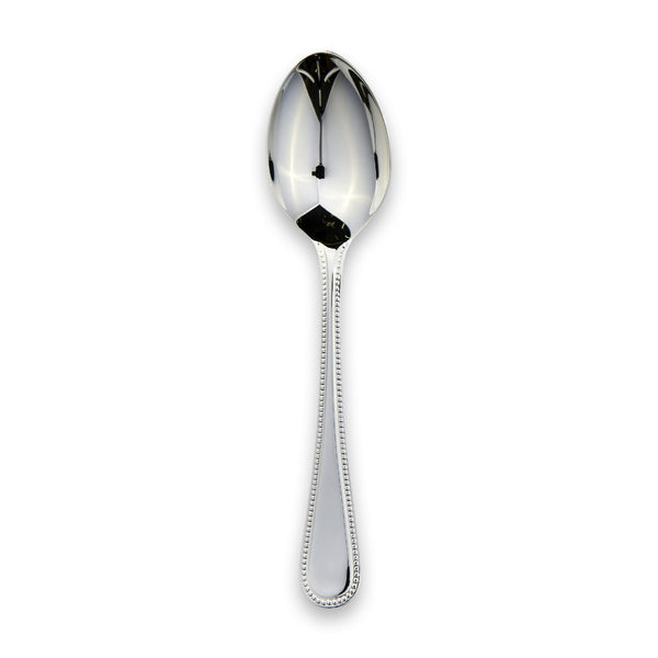 Carrs Silver Bead large tea spoon in sterling silver with classic beaded edge detailing, hallmarked, 152mm