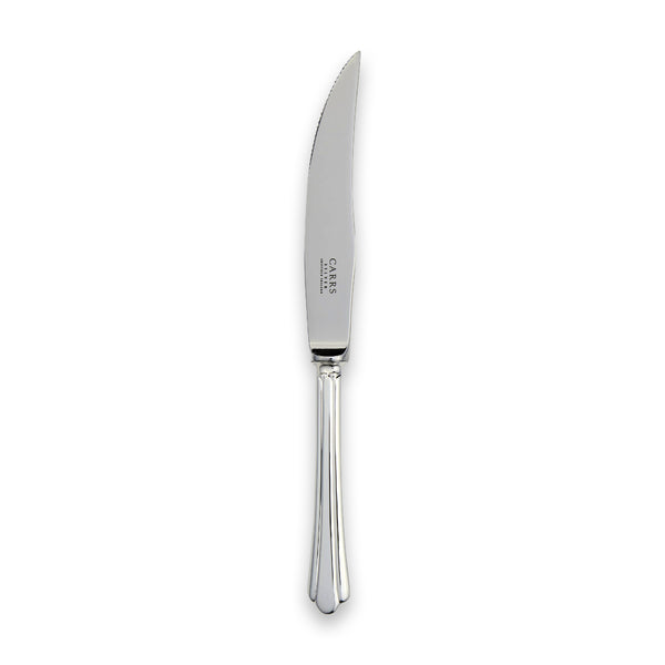 Carrs Silver Chiltern steak knife in sterling silver, minimalist tapered handle, hallmarked, 220mm