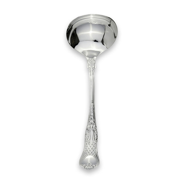 Carrs Silver sterling silver Coburg sauce ladle with ornate scrollwork, hallmarked, 195mm