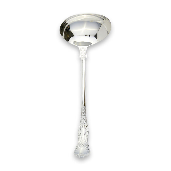 Carrs Silver Coburg sterling silver soup ladle with embossed scrollwork, hallmarked, 305 mm