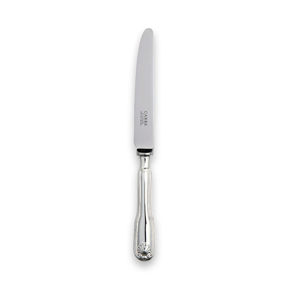 Carrs Silver Fiddle Thread & Shell dessert knife in sterling silver, hallmarked, polished finish, 218 mm