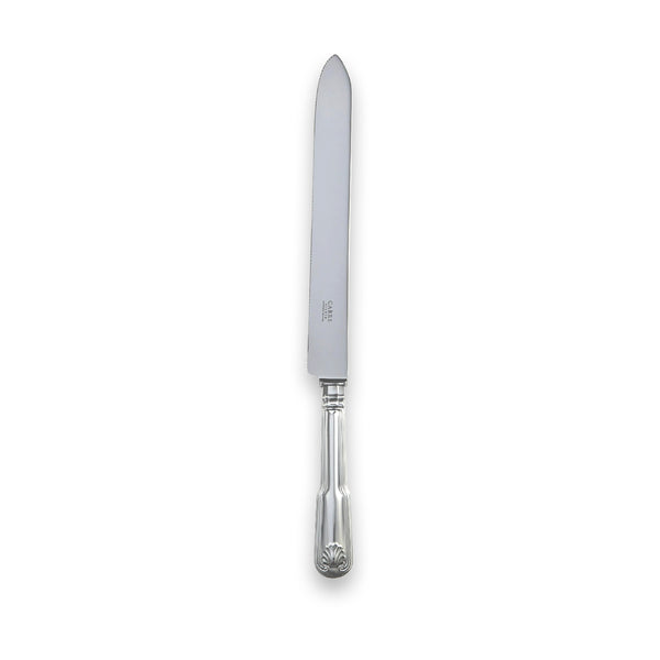 Carrs Silver Fiddle Thread & Shell bride’s wedding cake knife, sterling silver, hallmarked, 370mm