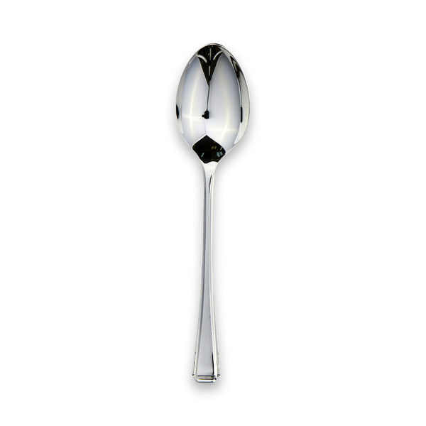 Carrs Silver Harley large tea spoon in sterling silver with clean Art Deco lines and subtle central ridge, hallmarked, 152mm
