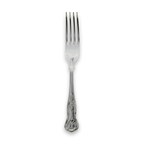 EB London sterling silver dessert fork, hallmarked, 166mm, intricate scroll design