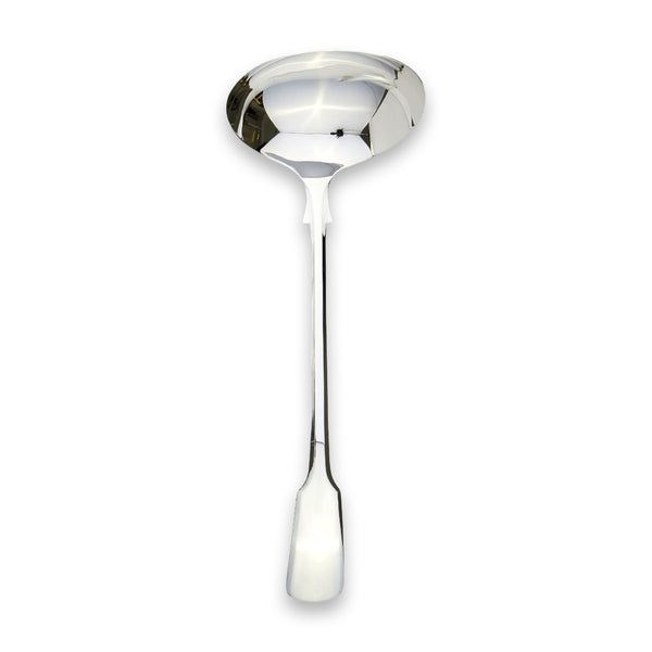 Carrs Silver Plain Fiddle sterling silver soup ladle with polished finish, hallmarked, minimalist design