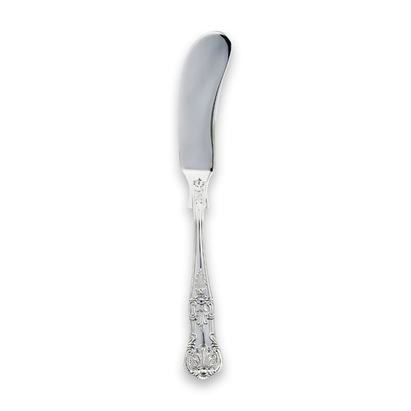 Carrs Silver sterling silver Queens butter spreader with ornate shell and scroll handle, hallmarked, 150 mm