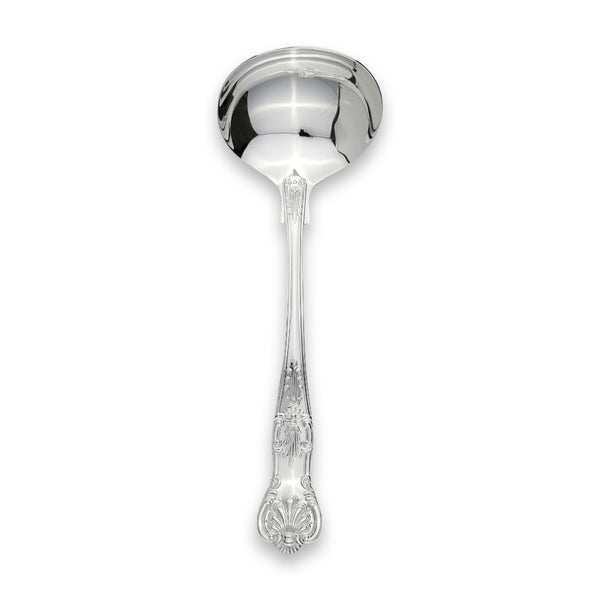 Carrs Silver Queen’s sterling silver sauce ladle with ornate handle, hallmarked, 195mm
