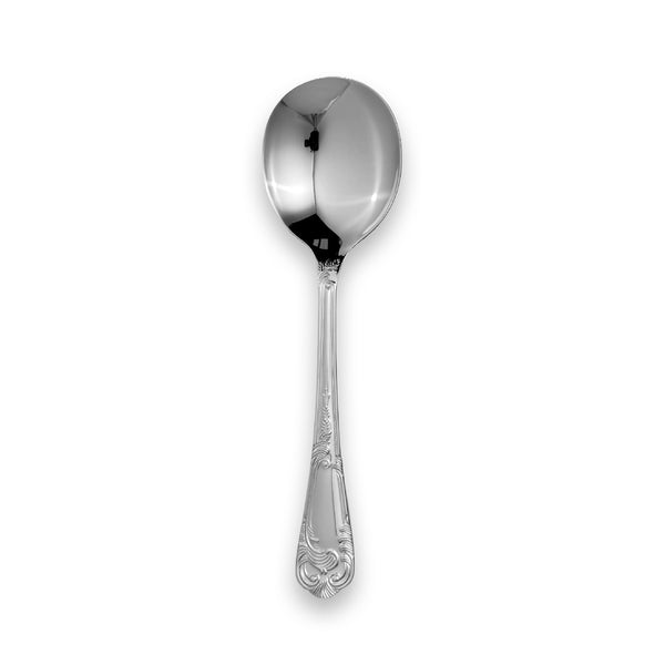 Carrs Silver La Régence soup spoon, sterling silver or silver-plated, hallmarked, ornate French Regency–style handle, 176mm, EB London by Carrs Silver