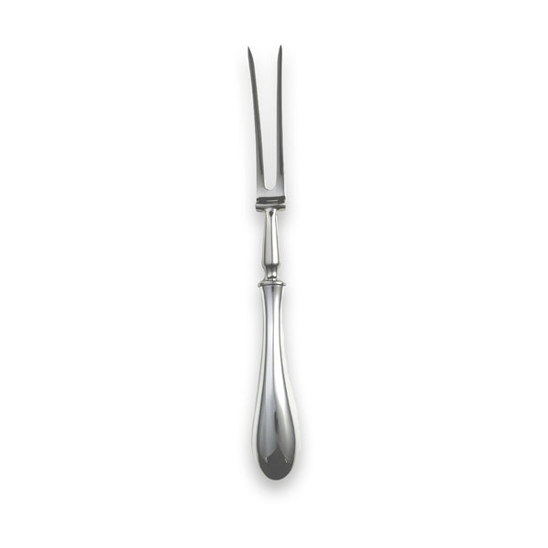 EB London Vision carving fork and carving steel, sleek streamlined sterling silver handles, hallmarked, polished finish