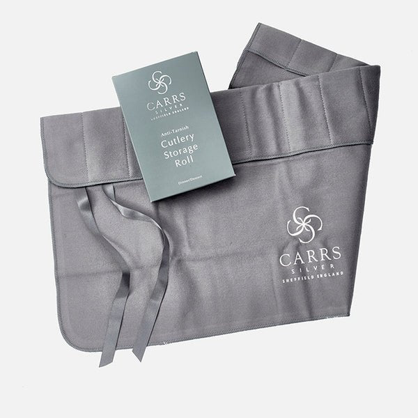 Anti - Tarnish Luxury 12 Piece Silver Cutlery Storage Roll - Carrs Silver - EB London