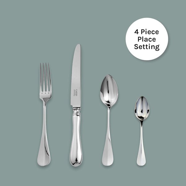 Baguette Cutlery 4 Piece Place Setting - Carrs Silver - EB London