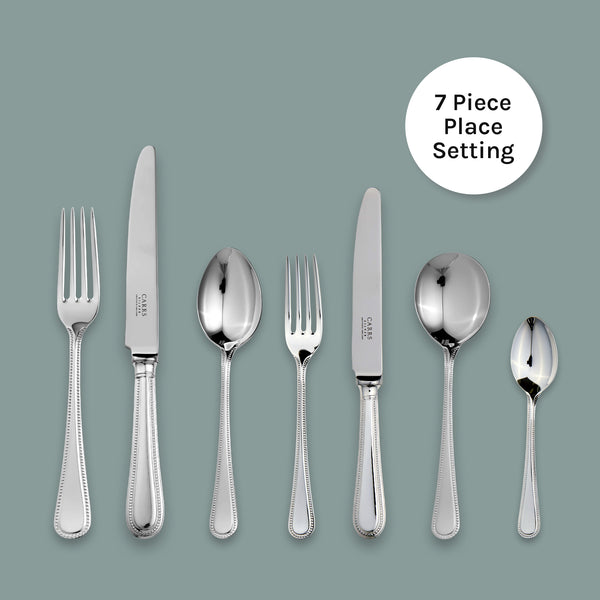 EB London by Carrs Silver sterling silver beaded 7-piece cutlery set, hallmarked, polished finish