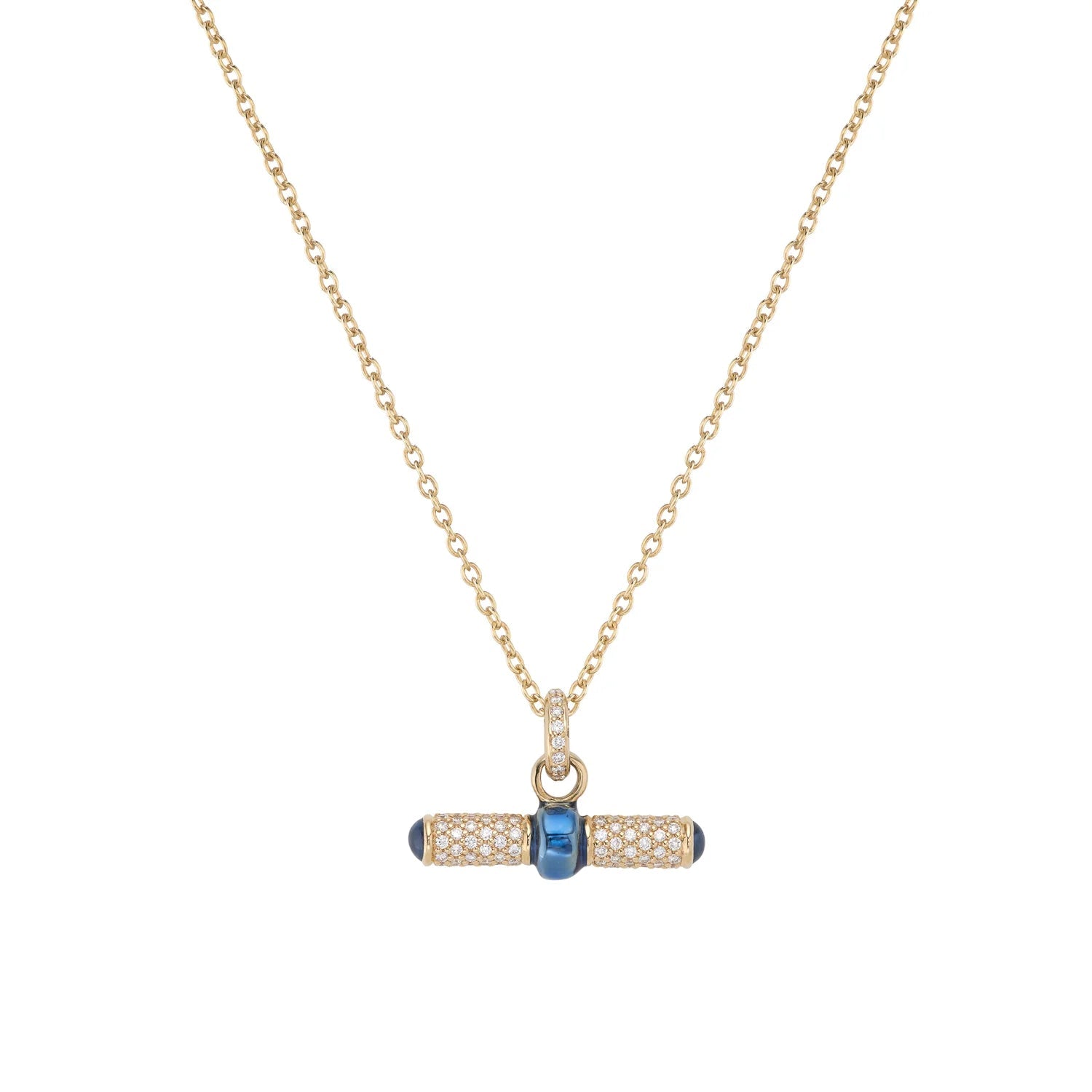 Blue Enamel Diamond Bar Necklace - Deakin & Francis - EB London