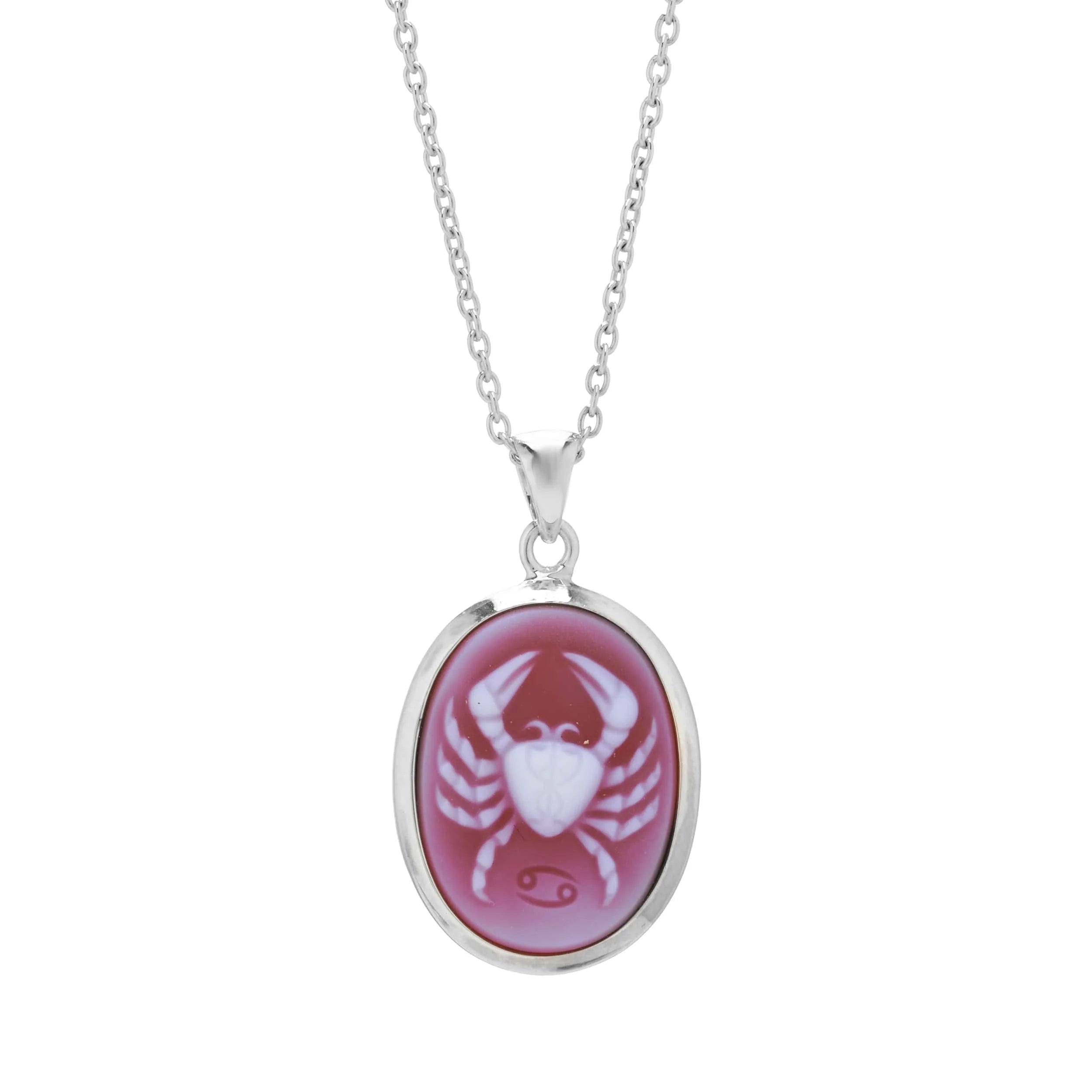 Sterling silver zodiac pendant Cancer with sardonyx cameo by Deakin & Francis at EB London