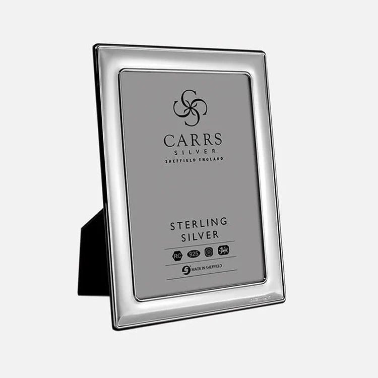 Carrs Silver Plain Sterling Silver Photo Frame with Grey Velvet Back 13cm x 9cm-1