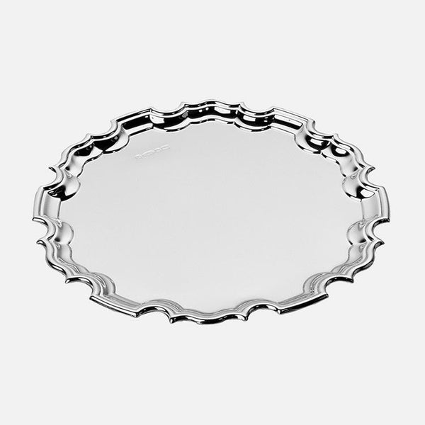 EB London Carrs Silver sterling silver Chippendale waiter, hallmarked, polished finish