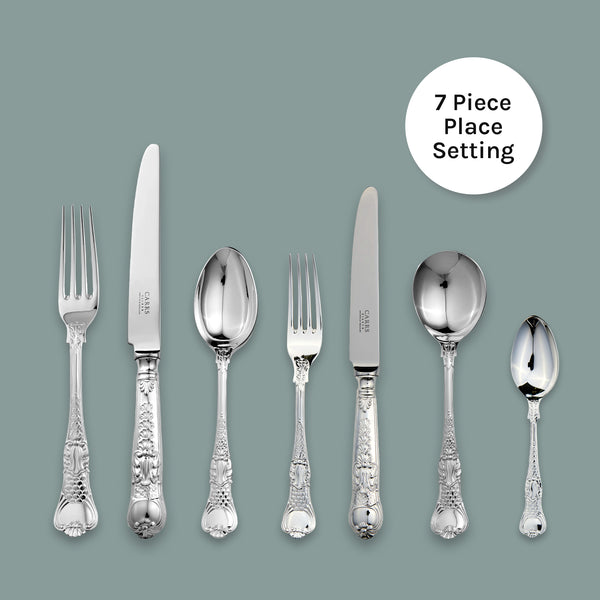 EB London Coburg 7-piece cutlery set in sterling silver, hallmarked, polished finish, Sheffield craftsmanship