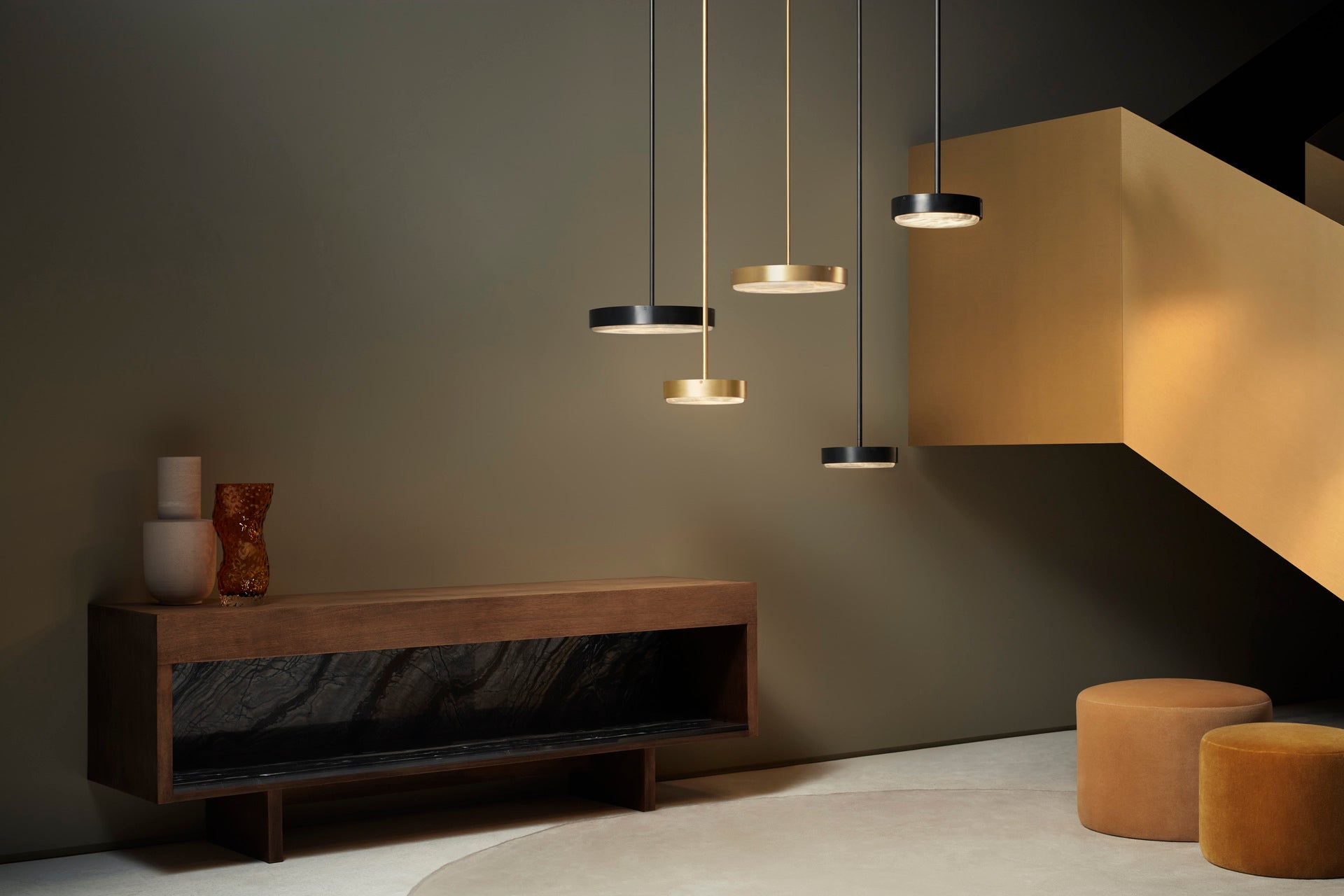 CTO Lighting - Anvers Pendant Light - Satin Brass, Bronze and Alabaster Stone – EB London