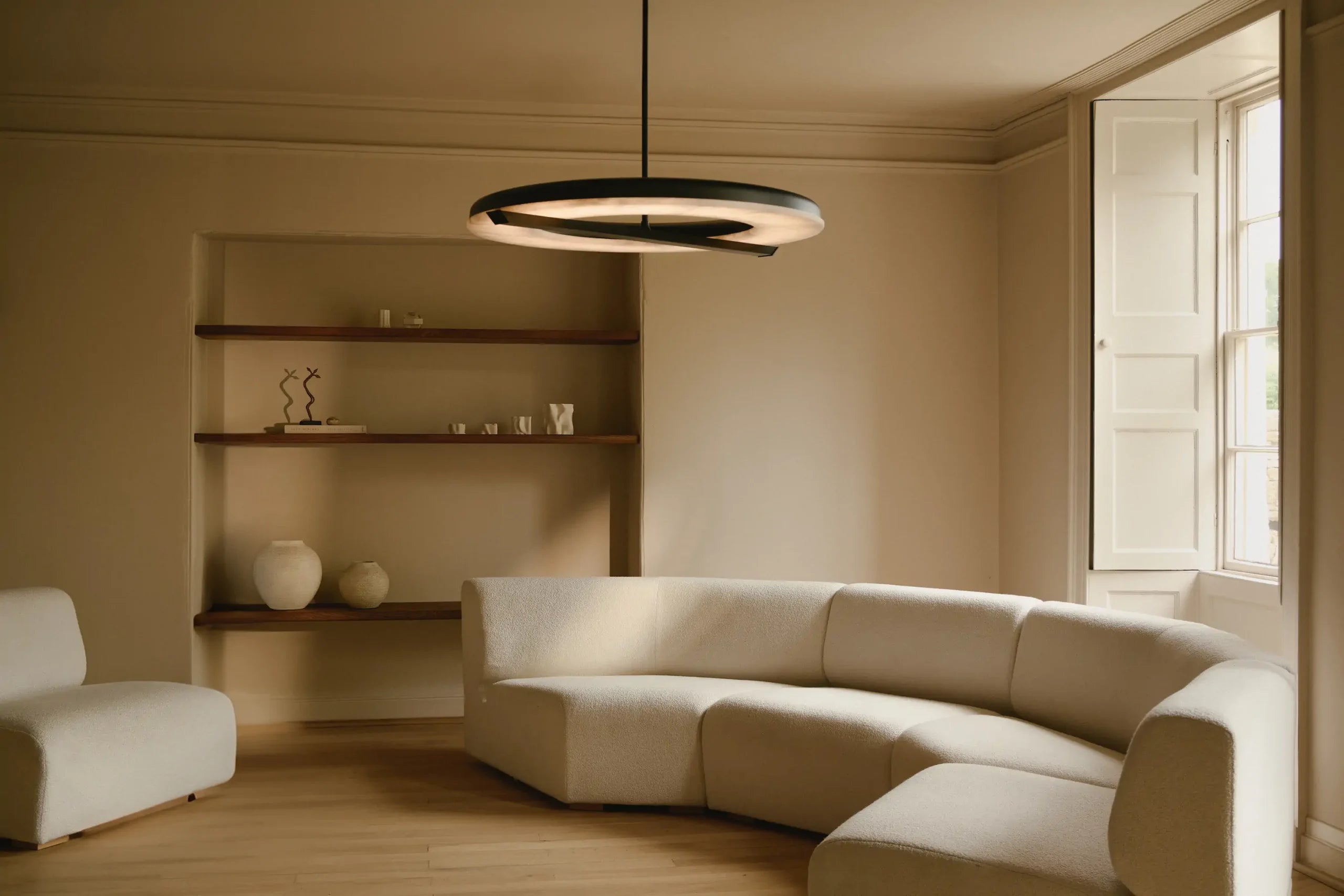 CTO Lighting - Ceres Pendant Ceiling Mounting Plate - Bronze with Honed Alabaster - EB London