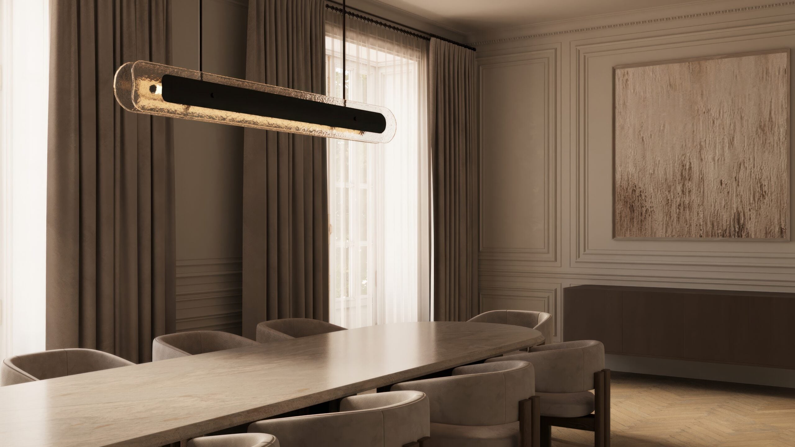 CTO Lighting - Contour Pendant Ceiling Mounted Plate - Antique Bronze with Clear and Bronze Kiln Glass - EB London