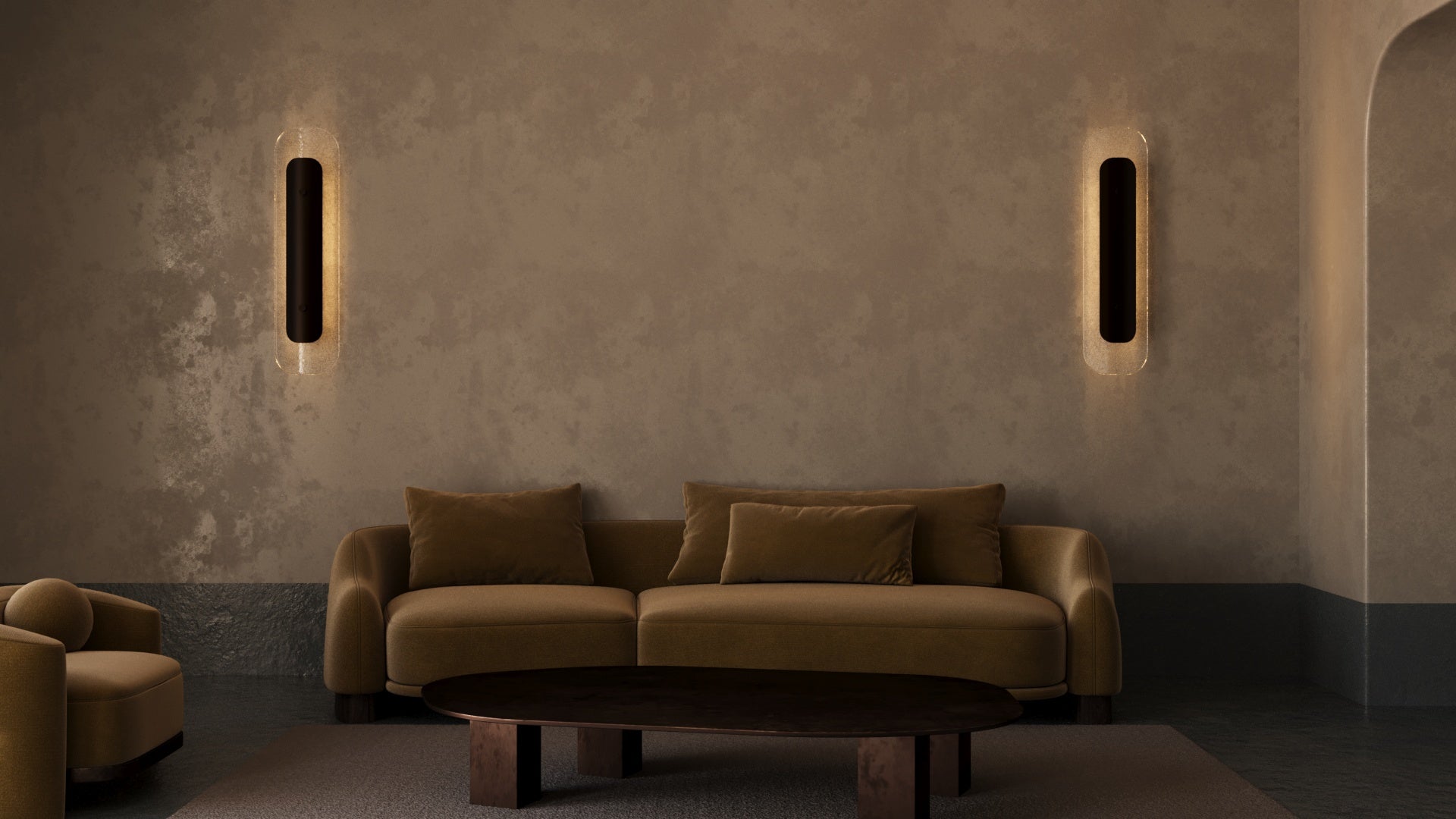 CTO Lighting - Contour Wall Light - Antique Bronze with Clear and Bronze Kiln Glass - EB London