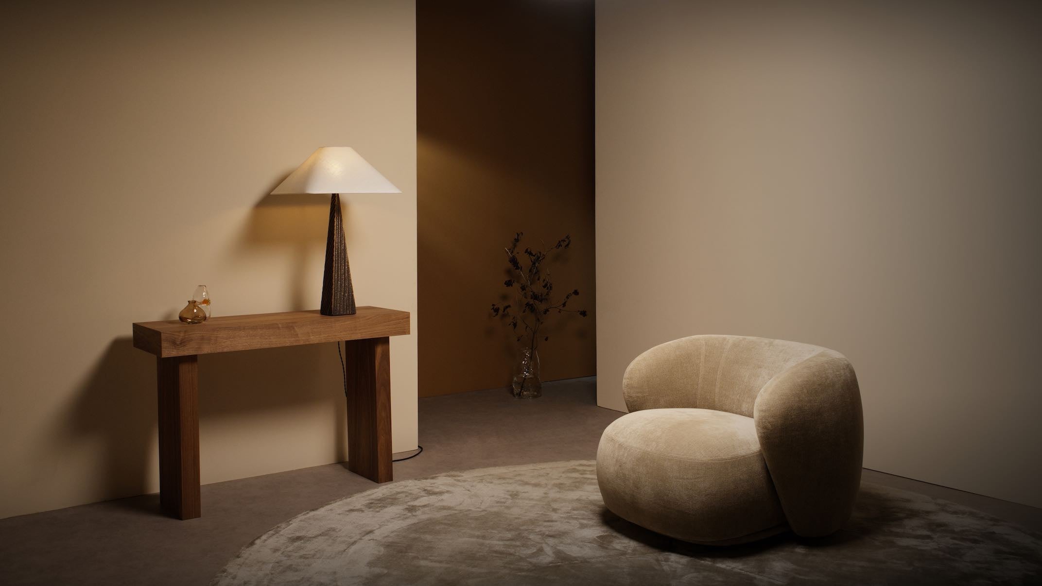 CTO Lighting - Cubist Table Light - Honed Alabaster with Bronze - EB London