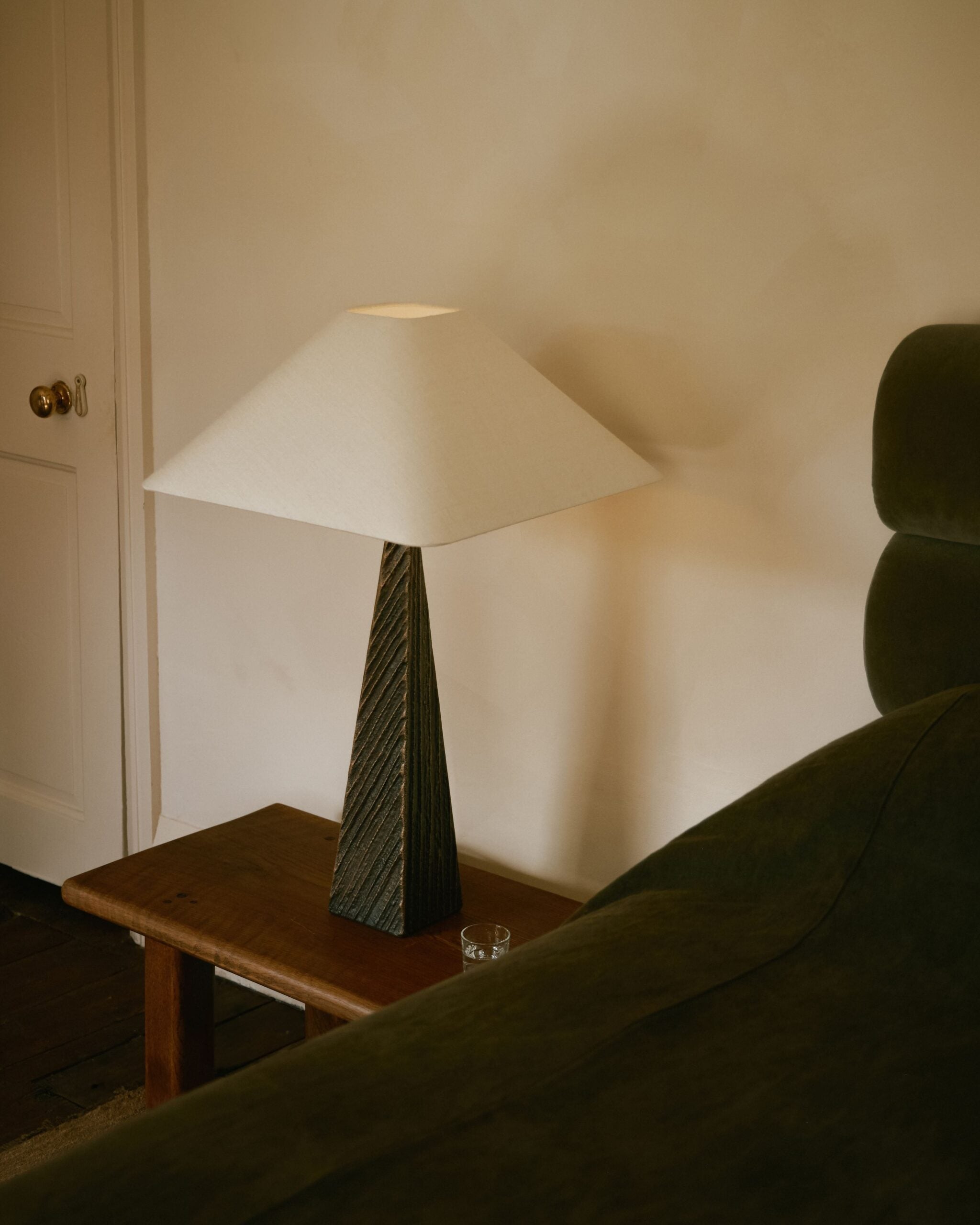 CTO Lighting - Cubist Table Light - Honed Alabaster with Bronze - EB London