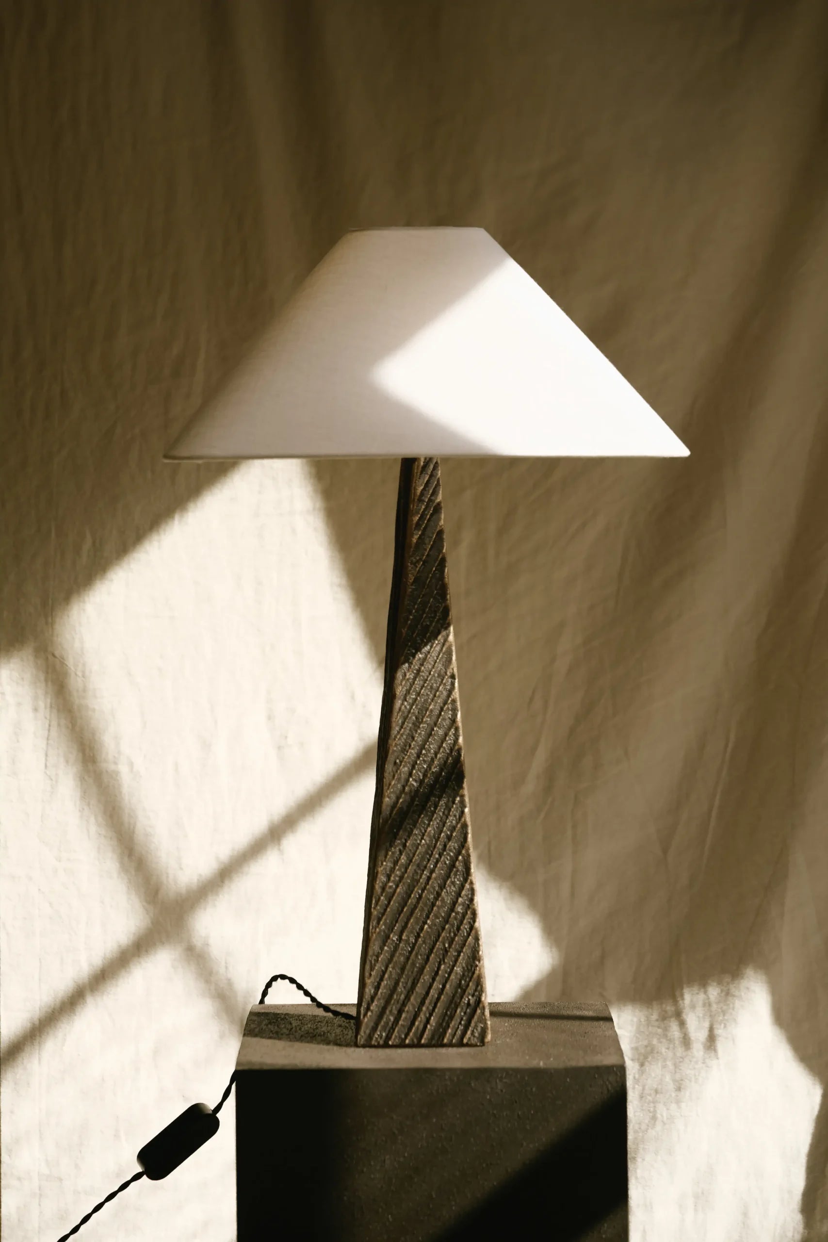 CTO Lighting - Cubist Table Light - Honed Alabaster with Bronze - EB London