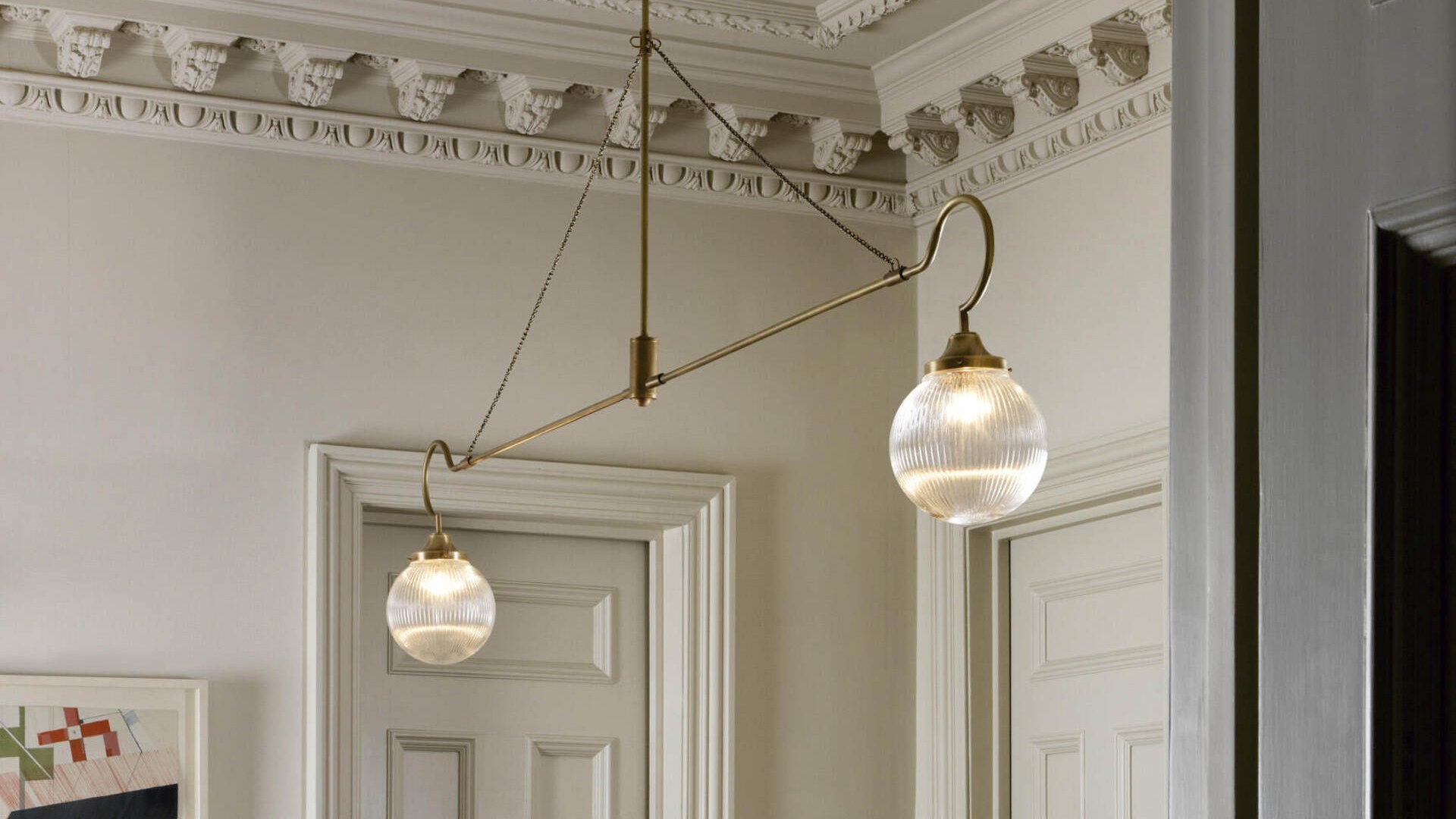 CTO Lighting - Floren Pendant Light - Clear Glass with Bronze and Satin Brass - EB London