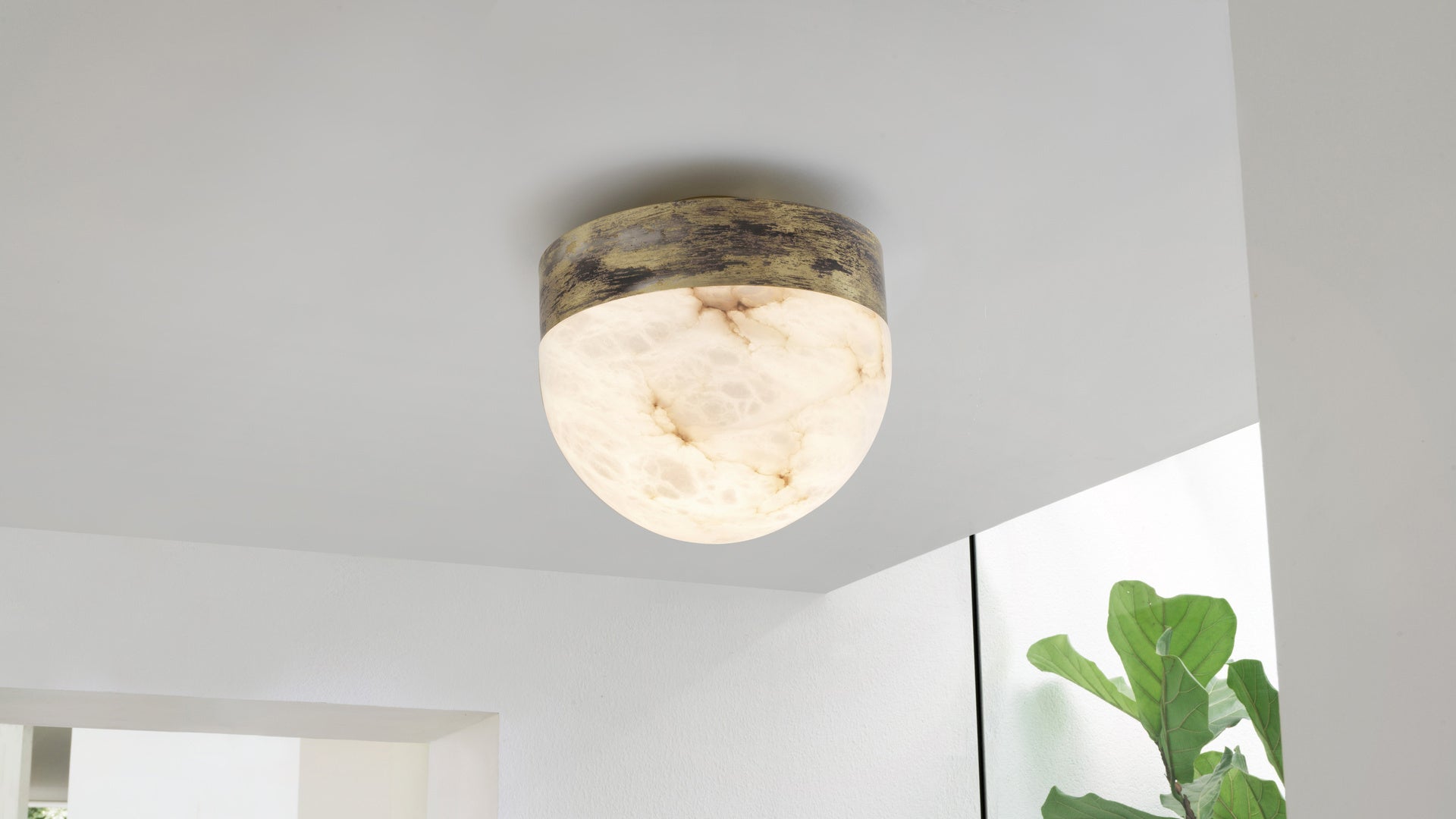 CTO Lighting - Lucid Ceiling Light - Honed Alabaster with Metal detailing - EB London