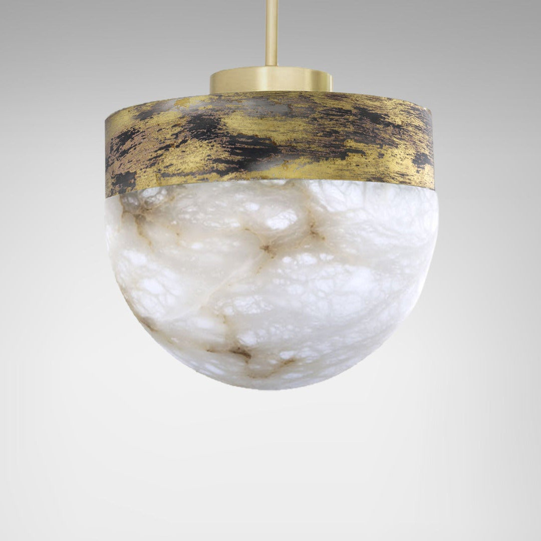 CTO Lighting - Lucid Pendant Light - Honed Alabaster with Metal detailing - EB London