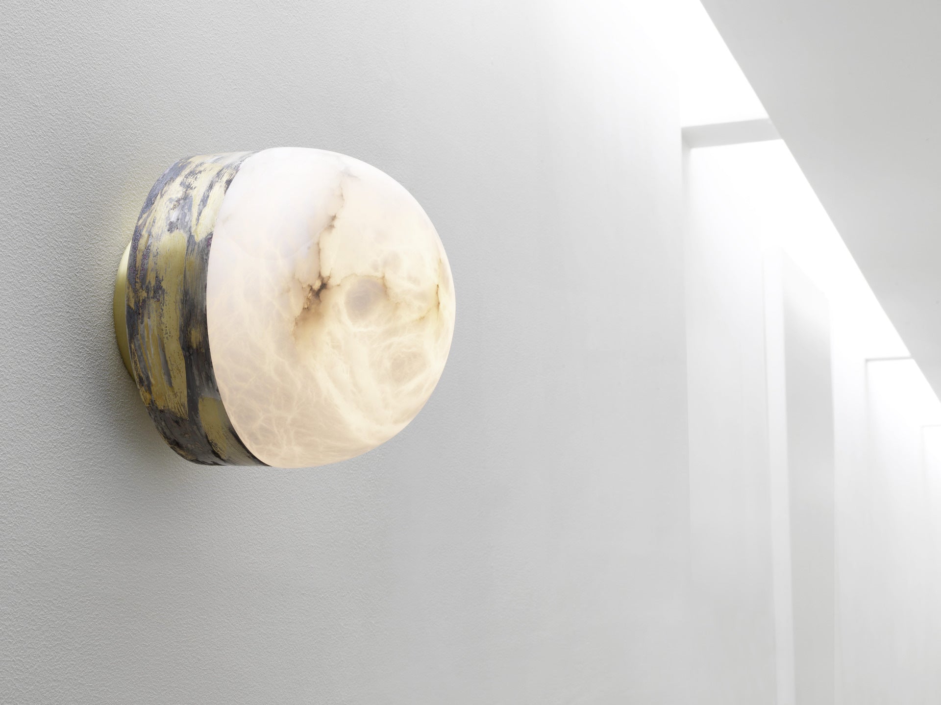 CTO Lighting - Lucid Wall Light - Honed Alabaster with Metal detailing – EB London