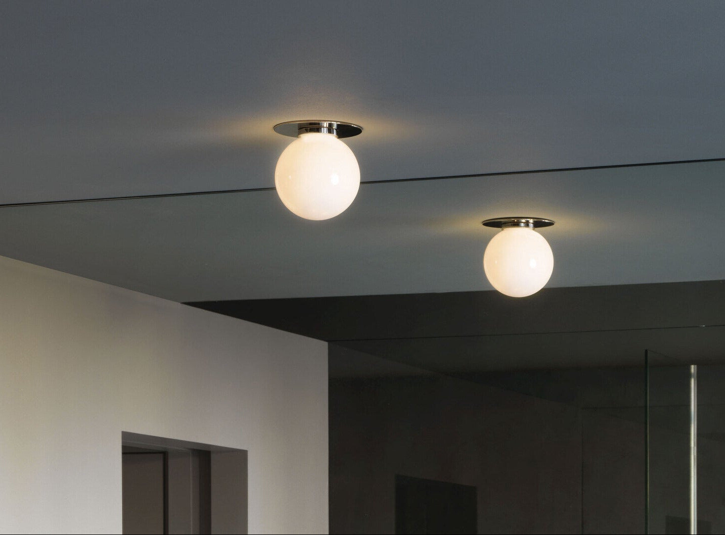 CTO Lighting - Mezzo Ceiling Bathroom Light - Opal Glass Shades with Antique Bronze and Satin Brass - EB London