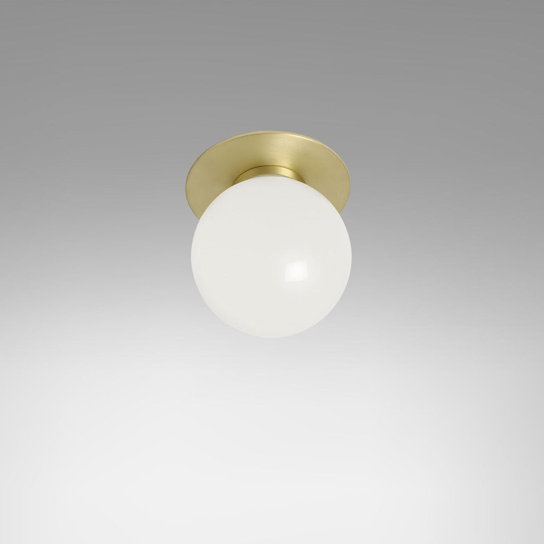 CTO Lighting - Mezzo Ceiling Bathroom Light - Opal Glass Shades with Antique Bronze and Satin Brass - EB London