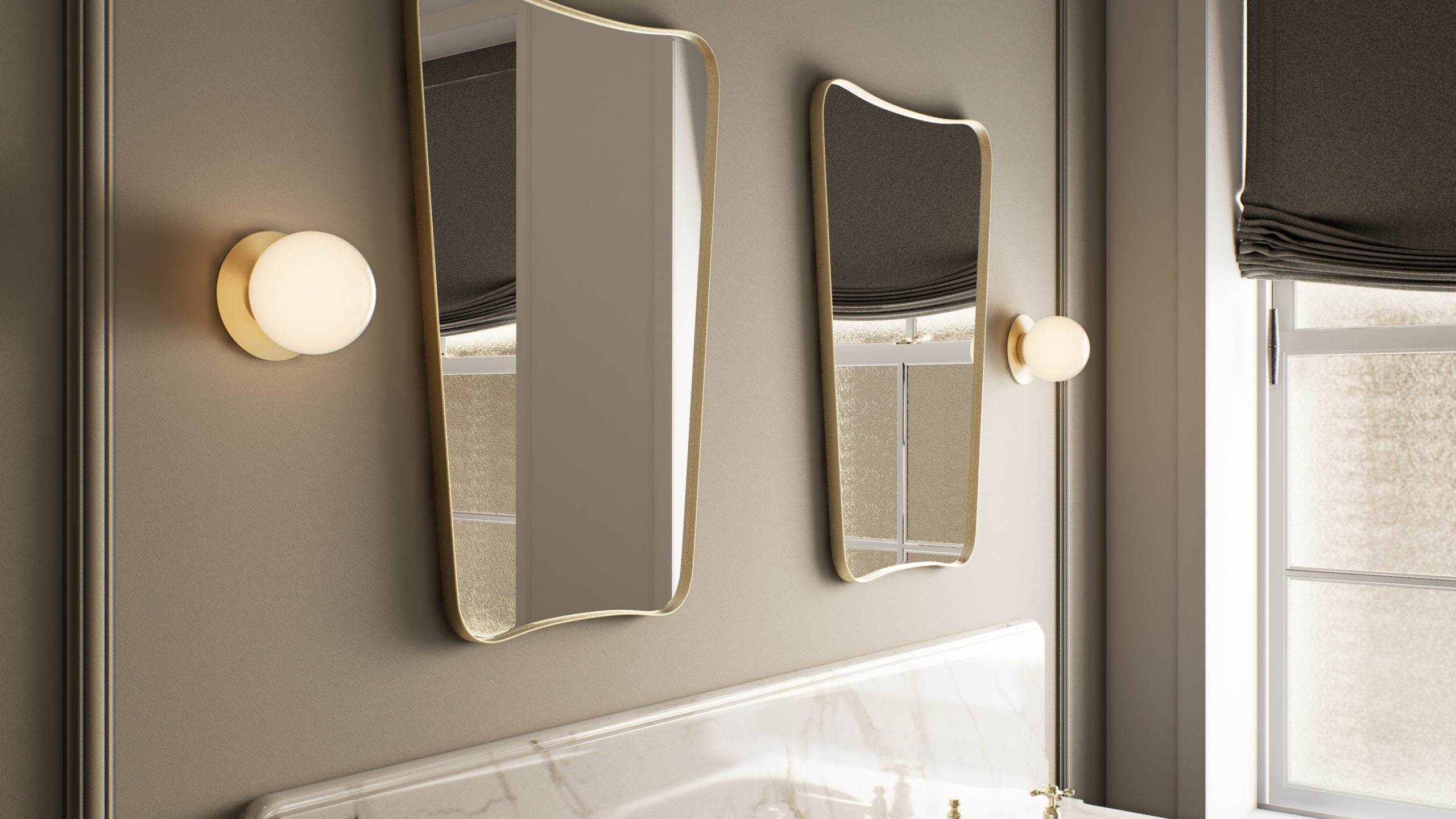CTO Lighting - Mezzo Wall Bathroom Light - Opal Glass Shades with Antique Bronze and Satin Brass - EB London