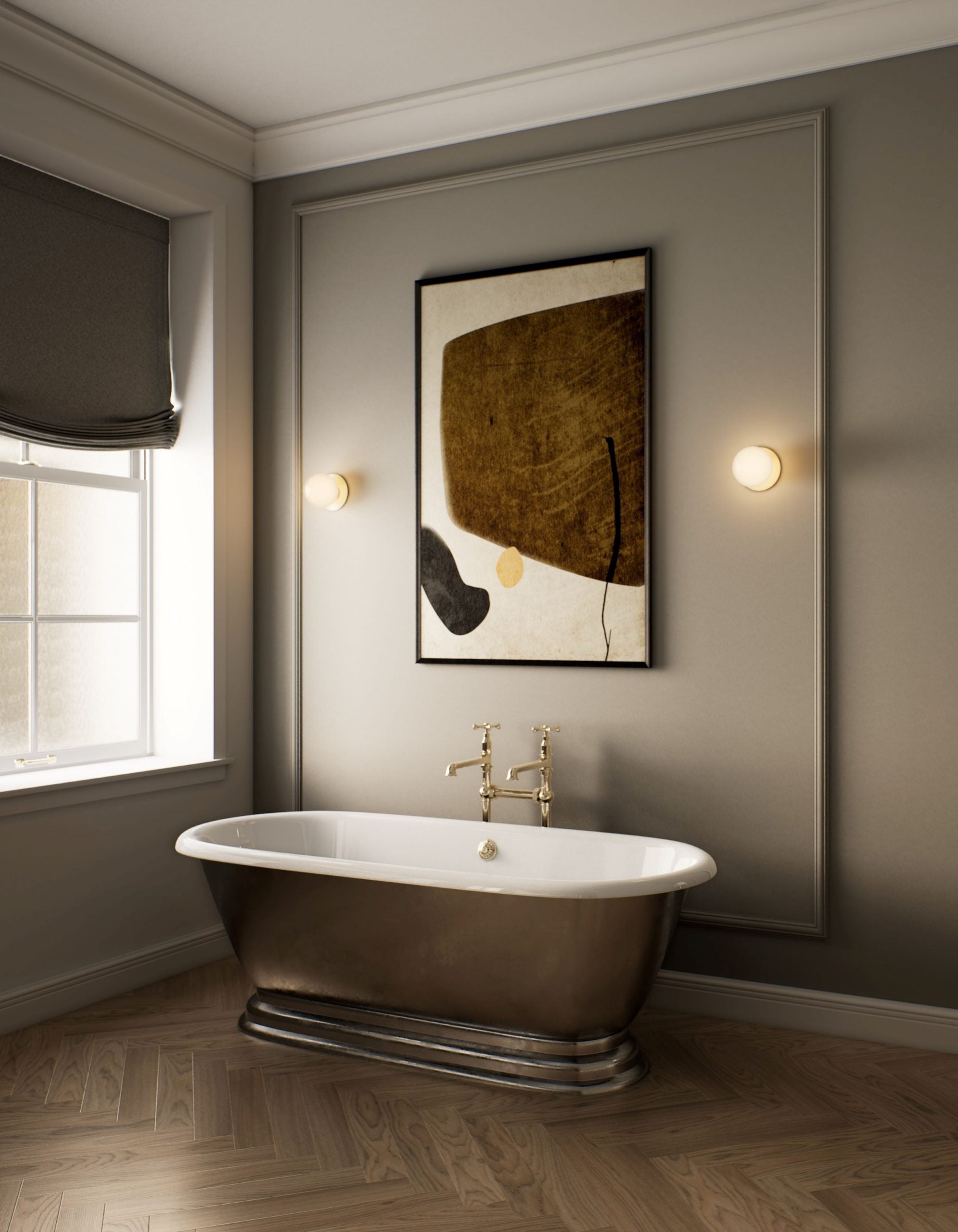 CTO Lighting - Mezzo Wall Bathroom Light - Opal Glass Shades with Antique Bronze and Satin Brass - EB London