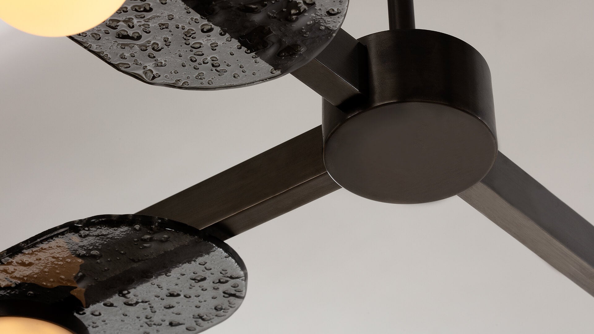 CTO Lighting - Modulo Chandelier Grid 11 - Smoked Glass Plates with with Satin Brass and Bronze or Antique Bronze - EB London