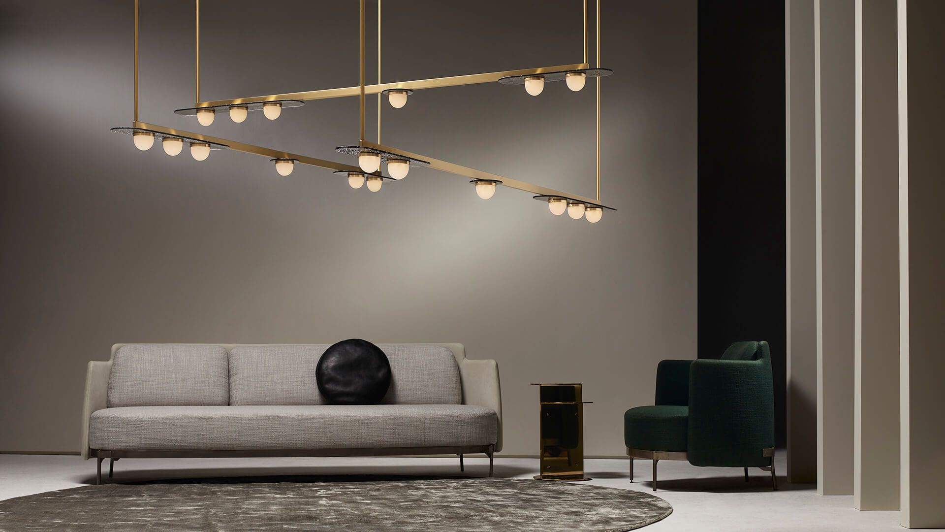 CTO Lighting - Modulo Pendant Horizontal Light - Smoked Glass with Metal Framework - EB London