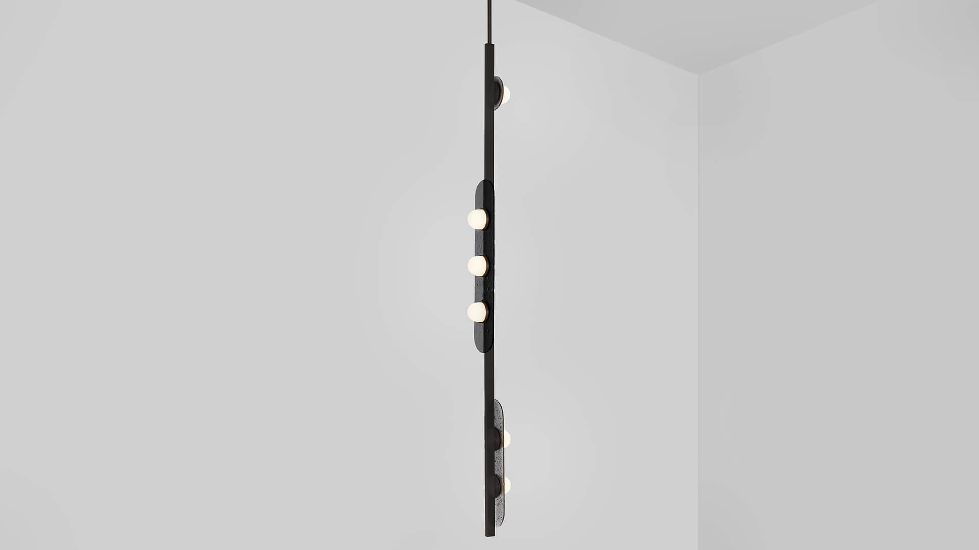 CTO Lighting - Modulo Pendant Vertical Light - Smoked Glass with Metal Framework - EB London