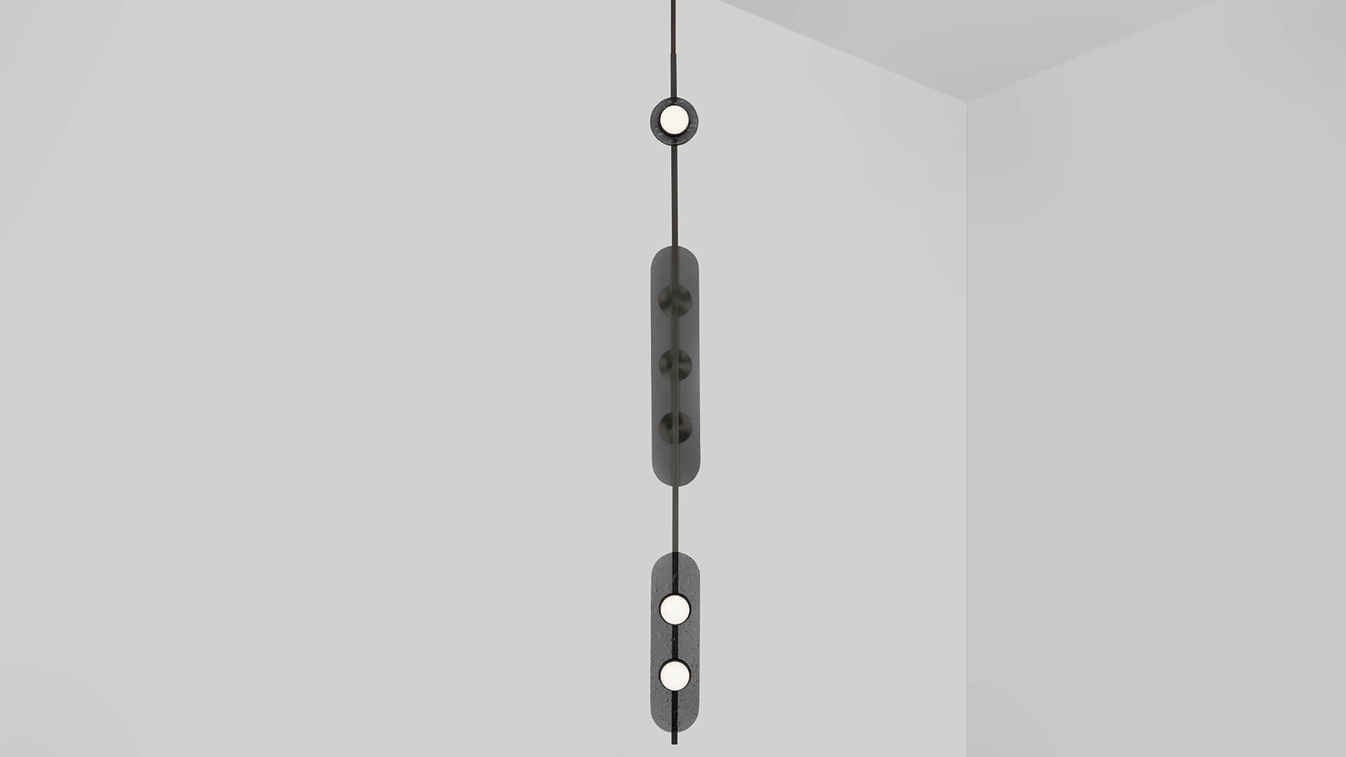 CTO Lighting - Modulo Pendant Vertical Light - Smoked Glass with Metal Framework - EB London