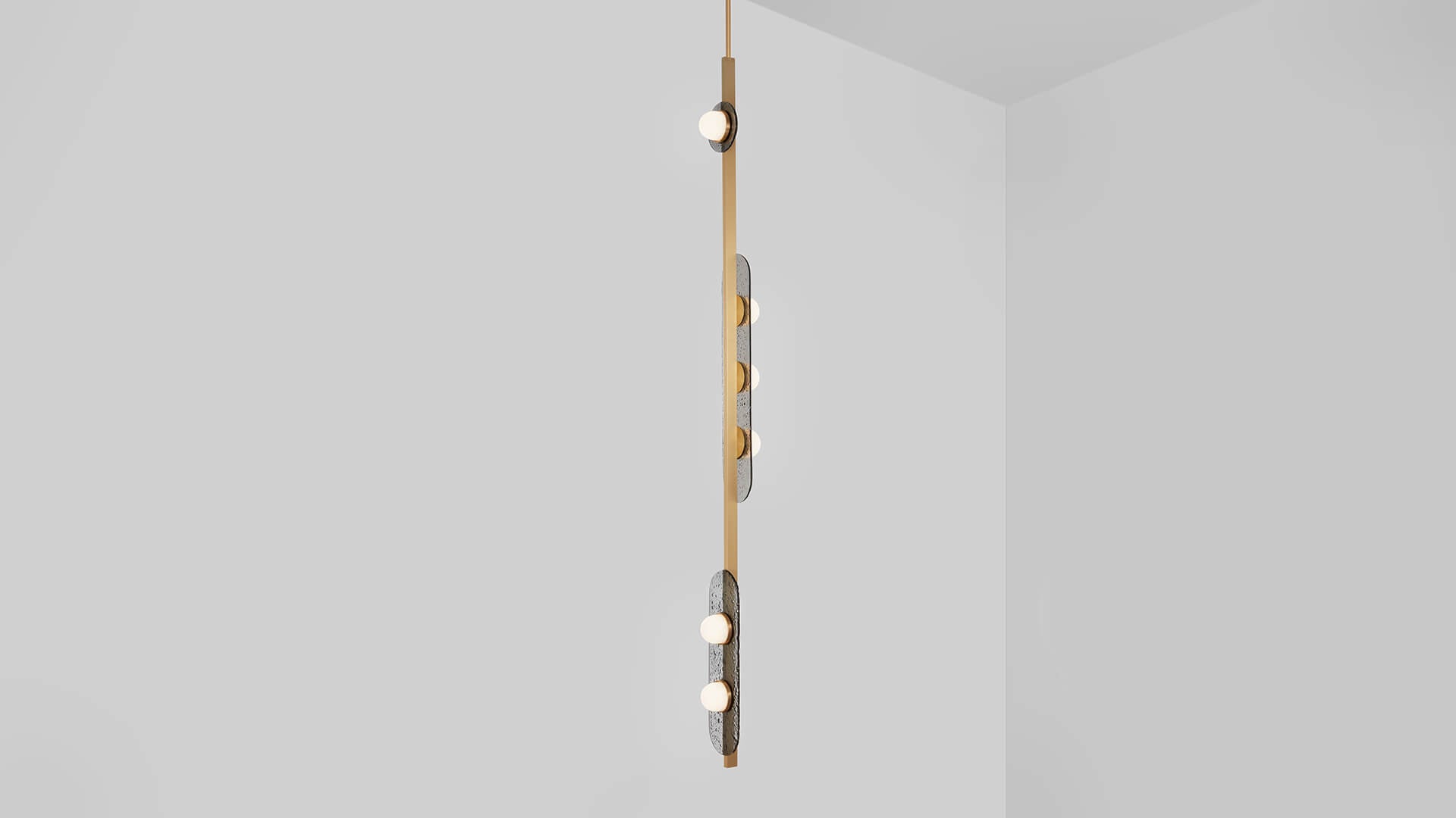 CTO Lighting - Modulo Pendant Vertical Light - Smoked Glass with Metal Framework - EB London